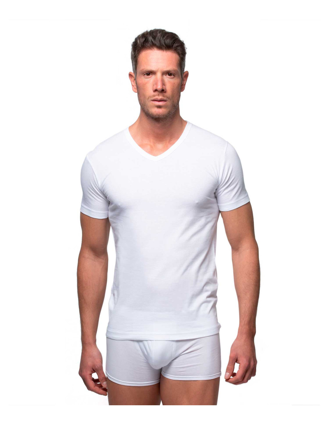 Camiseta interior manga larga hombre cuello pico blanca  OM Hogar ® Tienda  online de telas, cortinas, complementos del hogar y moda.