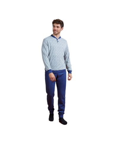 Pijama invierno hombre, rectángulos azules