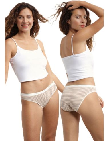 Packs 3 bragas algodón eco-responsable de mujer. Blanco y negro