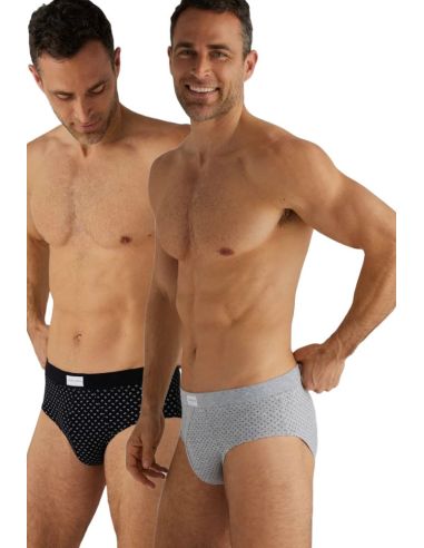 Slip cerrado para hombre en pack de dos unidades. Detalle frontal.