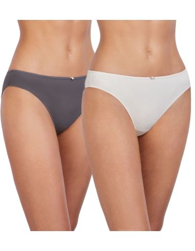 Pack de dos braguitas bikini. Detalle frontal. Color gris.