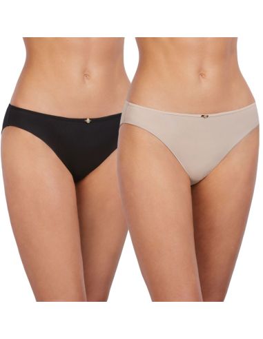 Pack de dos braguitas bikini. Detalle frontal. Color gris.