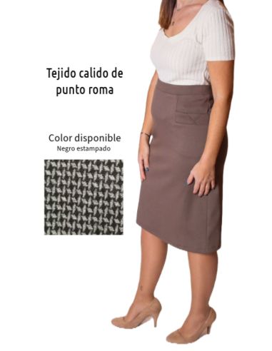 Falda de invierno para señora. Detalle tono gris estampado.