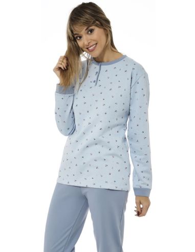 Pijama mujer de invierno celeste